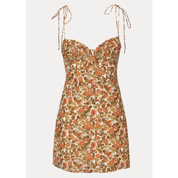 Realisation Par Devon Silk Mini Dress 70's Floral Print - Picture 1 of 11